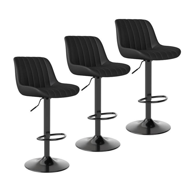Moniq Swivel Adjustable Height Bar Stool, 3, Black
