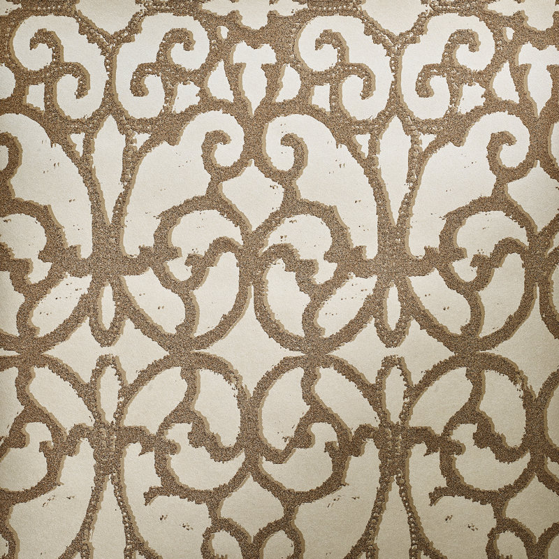 Universe Pluto Glass Stone Motif Wallpaper Rol, Cream/Gold