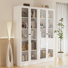 70.9'' H X 23.6'' W Bookcase And Kitchen Pantry With Glass Doors 2pcs