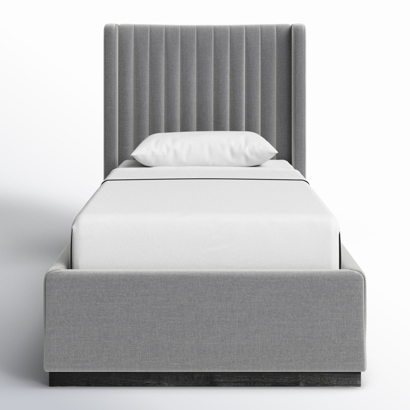 Chamblis Linen Upholstered Bed, Twin, Grey Linen Textured Fabric