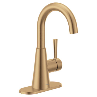 Robinet de lavabo de salle de bain un trou à une poignée Ronan avec plaque optionnelle et bonde à ressort