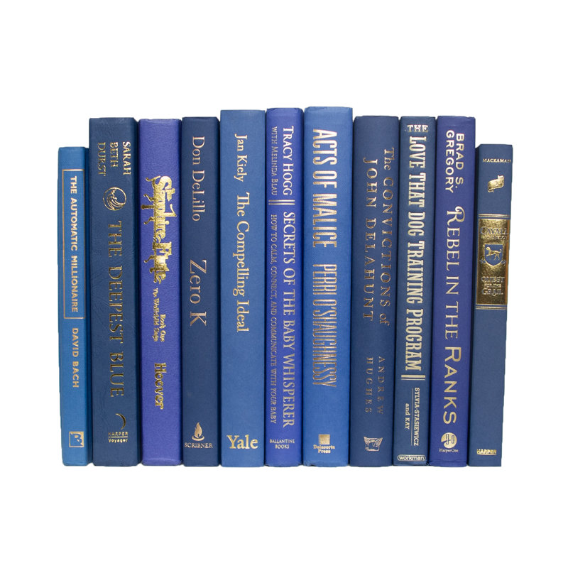 Livres décoratifs - Ensemble de livres denim et or - 1 pied de livres bleus