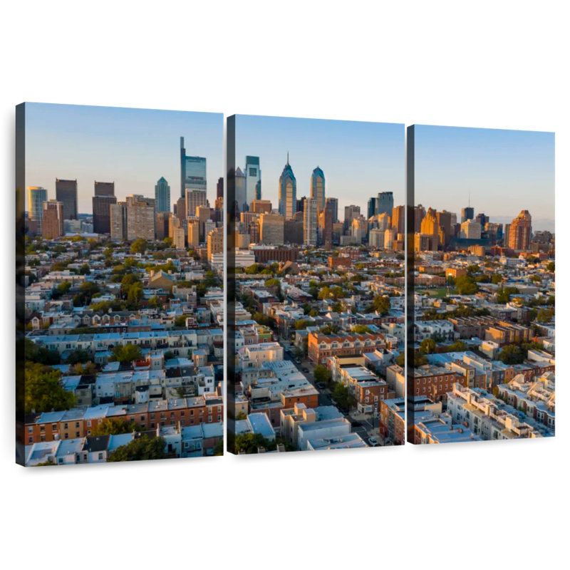 Coucher de soleil au centre-ville de Sireci, Philadelphie, H 24 po x l 38 po
