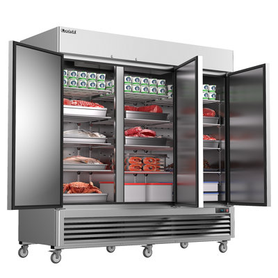 Coolski Commercial Freezer 3 Doors, 82 Inch Reach-in Upright Freezer For Restaurants Bars Bakeries Stores Garages, -13 To -5℉ Temp Control 72 Cu.ft Auto Defrost Fan Cooling, Etl Nsf Approved