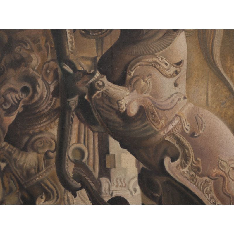 Sculpture Yali | Huile sur toile | Avec cadre
