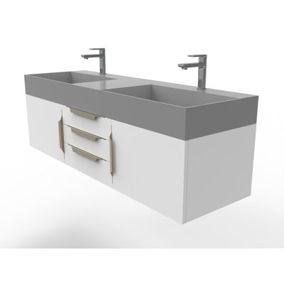 Russett 60'' Double Bathroom Vanity with Solid Surface Top