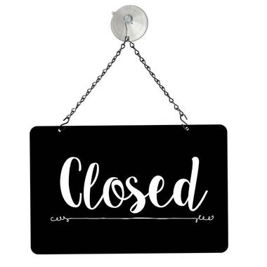 Abierto Cerrado Sign, Spanish Black-white Open Closed Handwritten Sign,  Hanging Table 