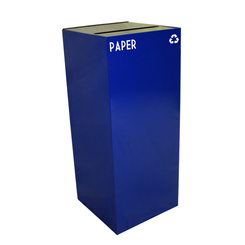 Poubelle de recyclage Geocube 24 gallons, Fente à papier, 36 gallons, Bleu