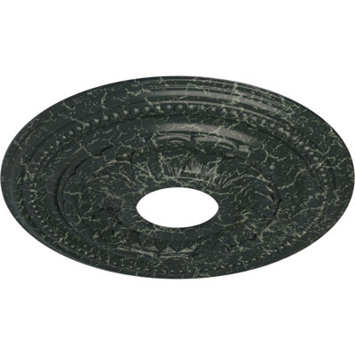 Médaillon de plafond Endurathane Galway, P 15 3/4 po x P 3 1/4 po x P 1 po (convient aux auvents jusqu'à 3 1/4 po), fini craquelé peint à la main