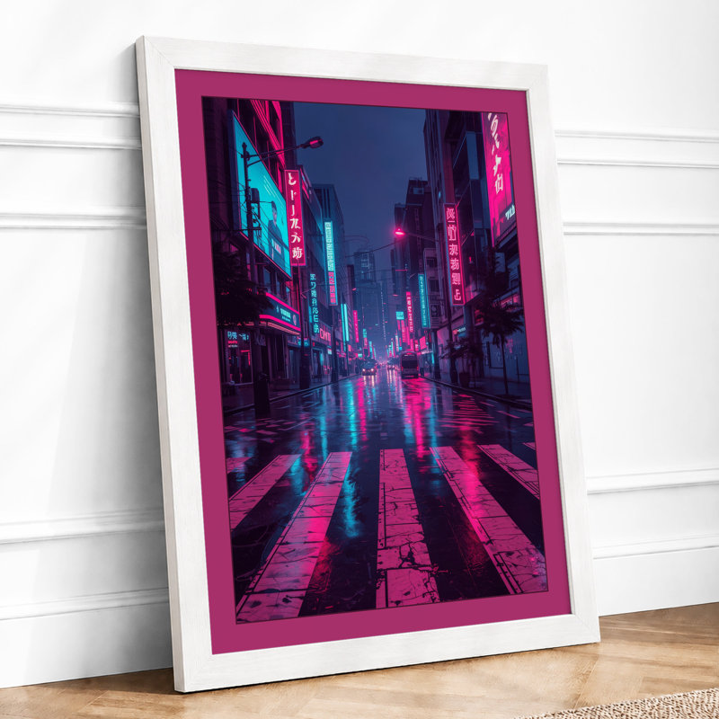Neon City Streets Modern - Print, A3 - 42.0 x 29.7 cm, White
