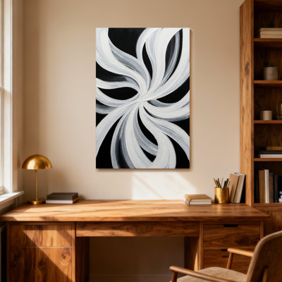 Motif tourbillon de mode abstrait noir et blanc