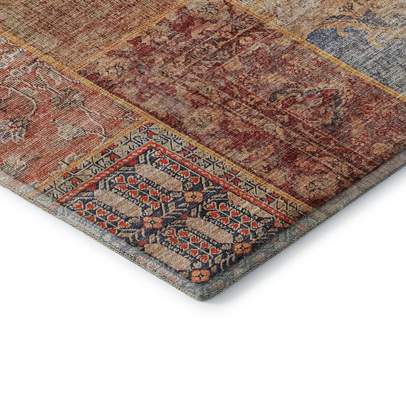 Tapis rouge Prisco lavable à la machine de qualité supérieure, Rectangulaire 8 pi x 10 pi