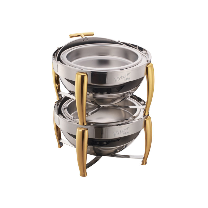 Stainless Steel Round Chafing Dish, Gold