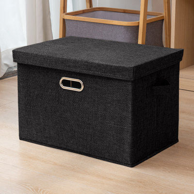  Bacs de rangement pliables avec couvercles, grands organisateurs de garde-robe et rangement, sacs de rangement pour vêtements ou sacs de rangement, paniers de rangement pour couverture, édredon, oreiller, literie, noir