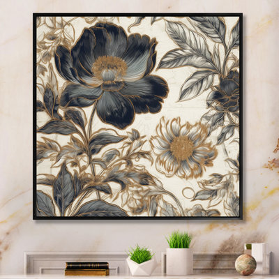 Blue Gold Peony Symphony I, reproduction d'art sur toile