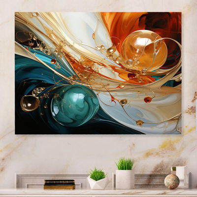 «Orange and Emerald Marble Lava II», art mural abstrait en métal MT137167