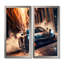 «Futuristic Black Bugatti Sports Car Racing - Cars Race Car», impressions sur toile, art mural bleu 2 pièces-421871594-421871599-421871597
