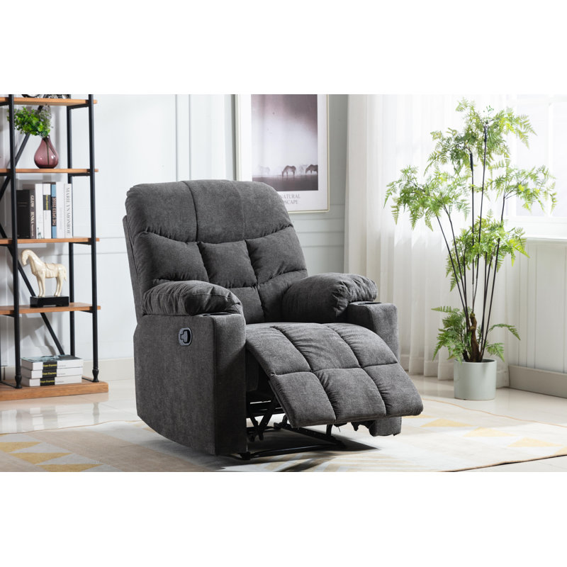 Fiatt Upholstered Recliner, Gray Microfiber/Microsuede