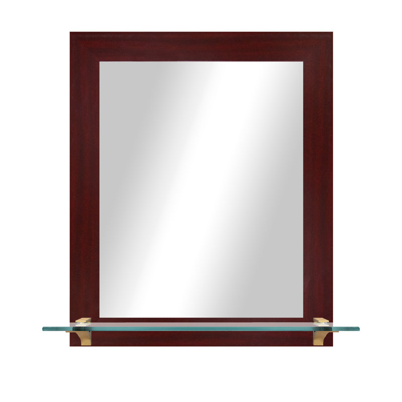 Camyle Marley Flat Wall Mirror, Dark Mahogany/Brass