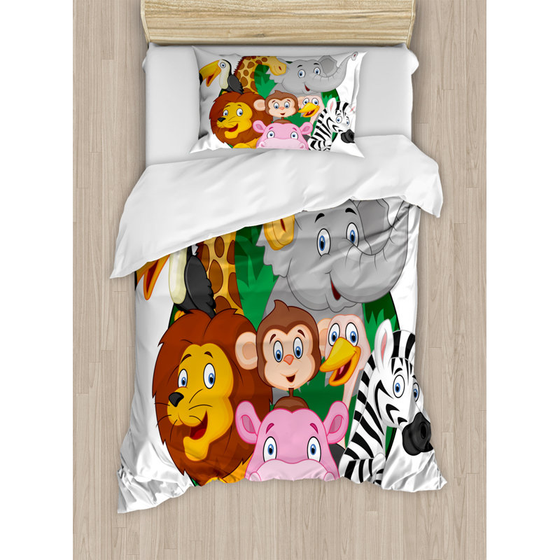 Ensemble de housse de couette dessiné, Housse de couette simple + 1 taie décorative