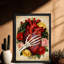 Art encadré noir avec art mural, cœur avec fleurs, thème de la Saint-Valentin, impressions encadrées-1558615192