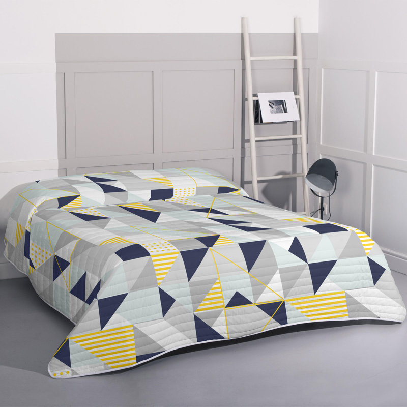 Chavanon Cotton Geometric Shapes Bedspread, 260 x 260 cm Bedspread