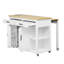 Îlot de cuisine 47 po avec table de salle à manger extensible K&K, table de cuisine en placage de bois d'hévéa avec support de rangement interne, prise de courant, îlot de cuisine avec rangement 2 tiroirs et 2 armoires, blanc-128805289