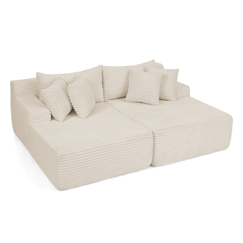 méridienne en velours, 2, Beige
