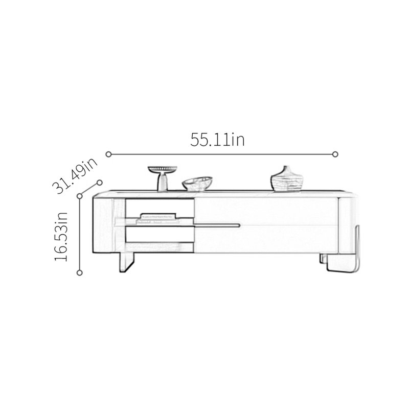 Modern minimalist marble coffee table, 16.53" H x 55.11" L x 31.49" W