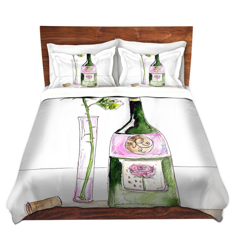Ensemble de housse de couette à vin rose, 1 housse de couette grand + 2 taies standards