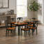 Ensemble de salle à manger rectangulaire 7 pièces en bois bicolore (laiton et cerisier) avec rallonge intégrée de 45,7 cm.-694756935