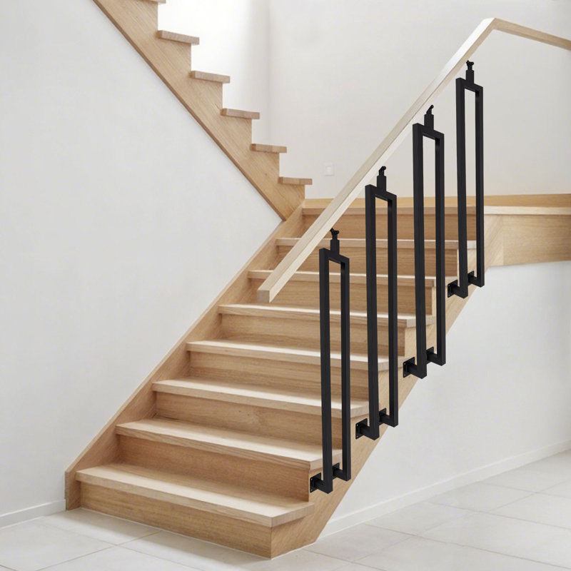4Pcs Adjustable Stair Railing Posts For Deck, Balcony, Stair, Black