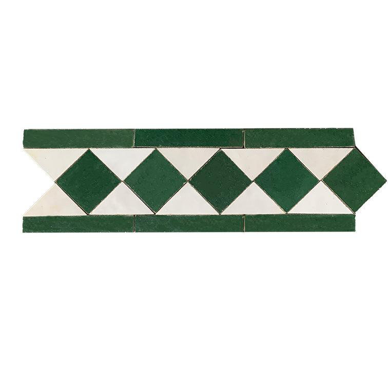Dama 3.75 in. x 12 in. Linear Glossy Tile, White/Light Green