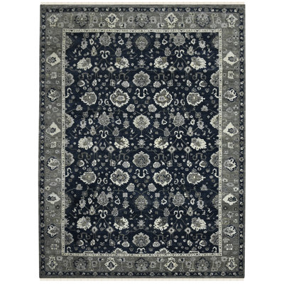 Nuit Arabe Wool Geometric Area Rug in Blue