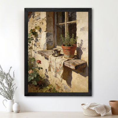 Art rétro encadré noir, vue par la fenêtre
