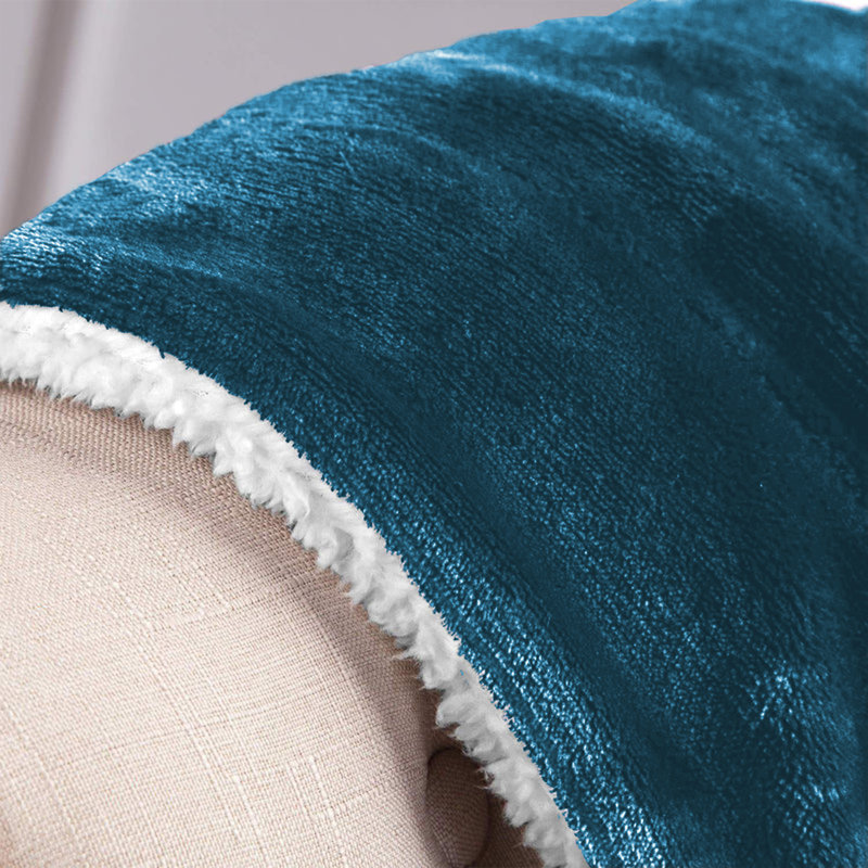 Ultra-Soft Sherpa Fleece Blanket(Reversible), Teal, 150cm x 130cm
