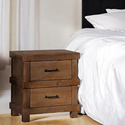 Table de chevet pour chambre à coucher avec 2 tiroirs, table de chevet en bois pour la chambre à coucher