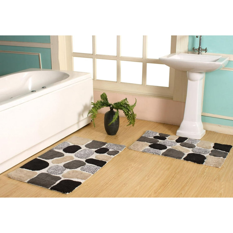 Ensemble de tapis de bain Creline, Noir anthracite, L 24 po x L 40 po, l 21 po x L 34 po