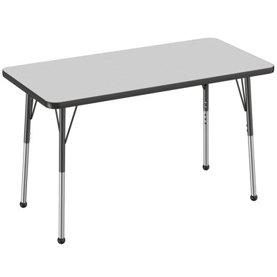 Table rectangulaire thermofusionnée 24 po x 48 po avec pieds à glissière standard - gris / noir