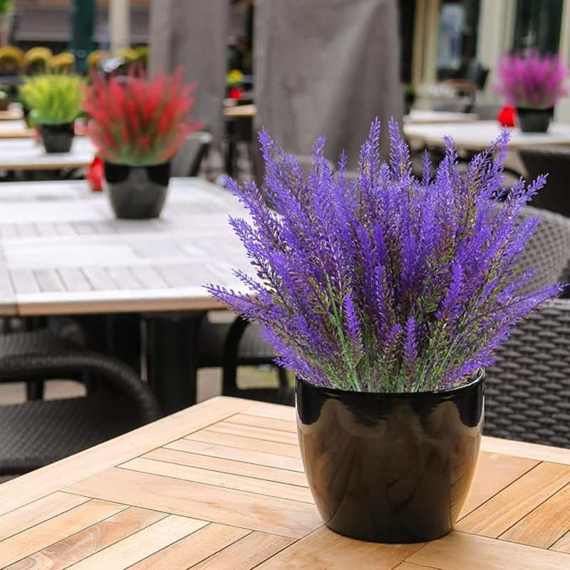 8 faisceaux d'extérieur résistant aux rayons UV de fausses fleurs sans fade en plastique, Mauve clair