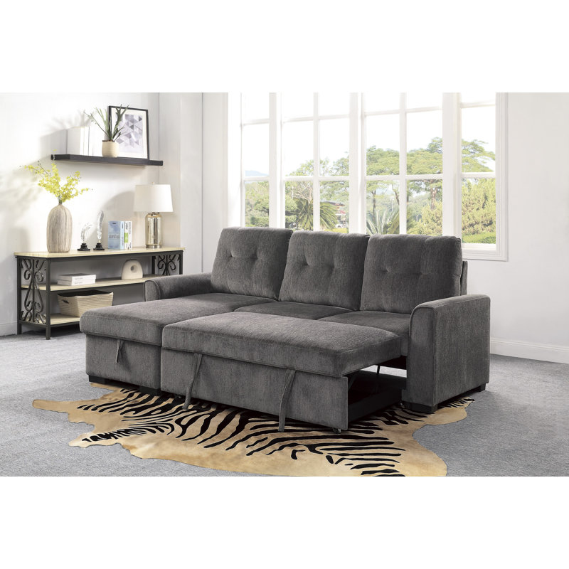 Canapé modulaire réversible avec méridienne Rosario, Chenille gris foncé