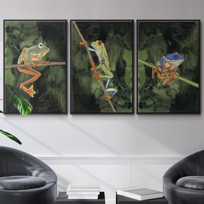 Watercolor Tree Frogs I - ensemble de 3 reproductions sur toile
