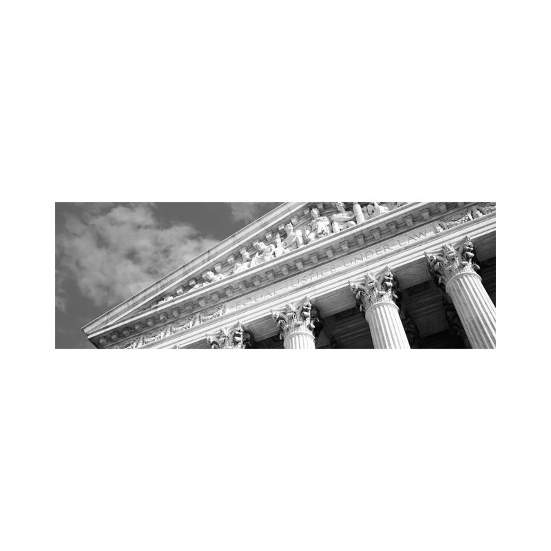Columns Building Black & White - Wrapped Canvas Panoramic Print, 30.48 cm H x 91.44 cm W x 1.91 cm D