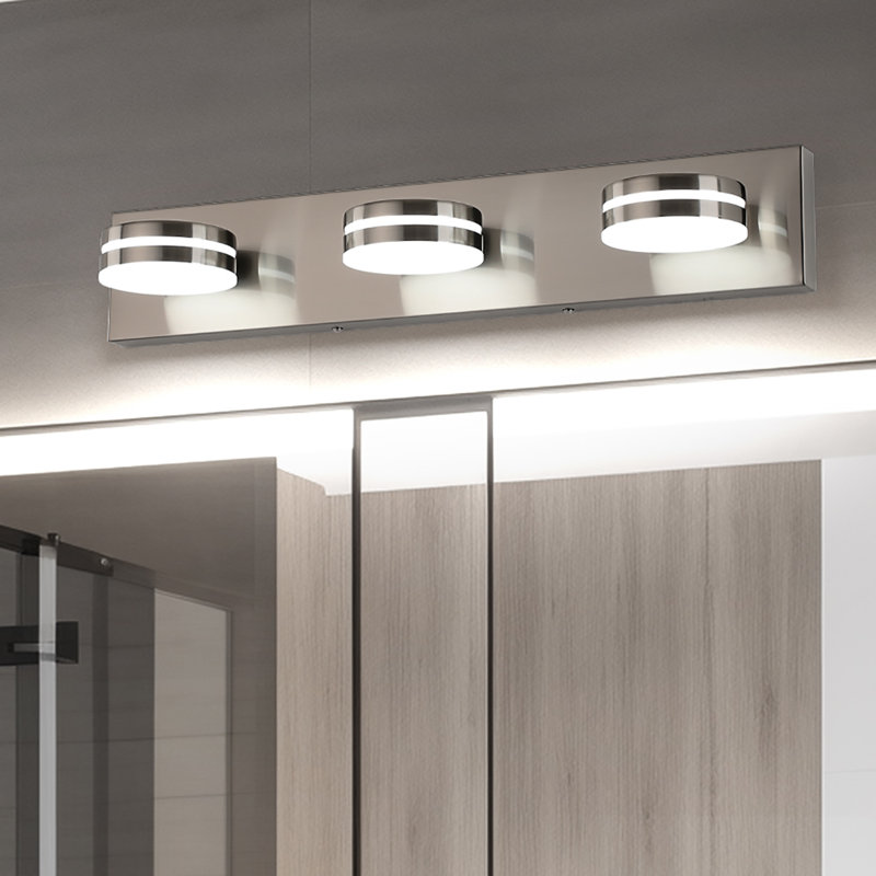 23.62 in. 3 Light Modern Dimmable 5CCT LED Bathroom Vanity Light over Mirror, 3, Nickel
