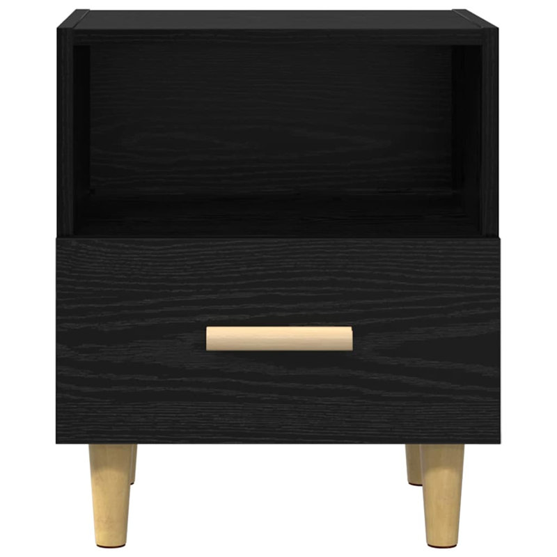 40cm W Manufactured Wood Bedside Table, Black Oak