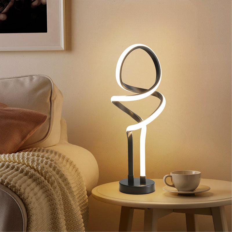 Petite lampe de table de chevet à DEL à intensité variable avec prise, lampe de bureau moderne pour chambre, salon et commode