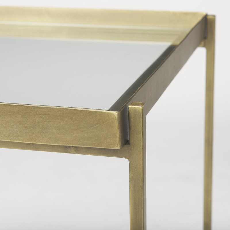 Glass Tray Top End Table, Gold