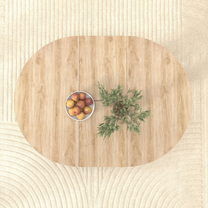 Table de salle à manger ovale polyvalente avec rallonge amovible et base en tréteaux robuste