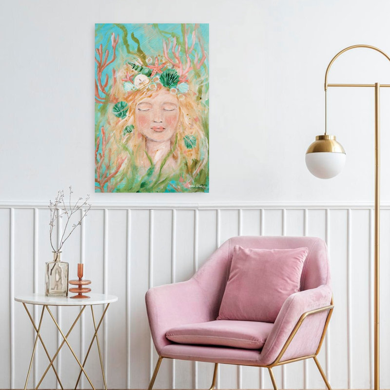She's A Mermaid Whimsical Coastal Tropical Art, 24" H x 16" W
