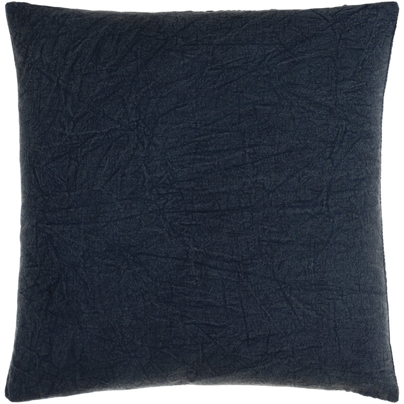 Dustyn Geometric Cotton Reversible Throw Pillow, Navy, 20" x 20", Poly Fill